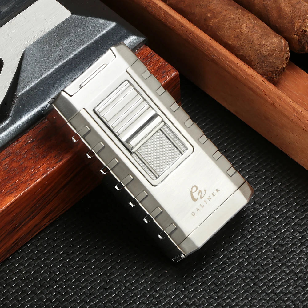 GALINER Torch Lighter Windproof Jet Gas Cigar Lighter Top Cigar Holder Smoking Gift Set with Gift Box